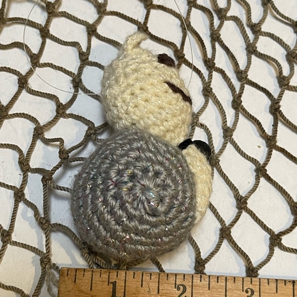 Crochet  Snail Cream & Gray  Lava Bead Essential Oil Diffuser Ornament SK - Picture 5 of 5